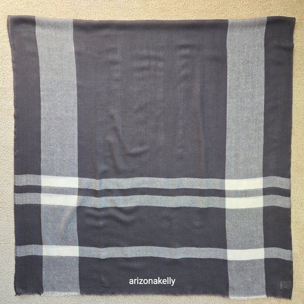 NWOT Beck Sondergaard Wool Scarf Grey Plaid - Picture 4 of 10